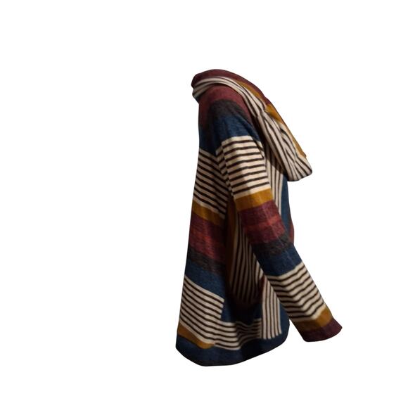 Y2K Vintage Young at Heart Women's size Large Cowl Neck Striped Pocket Tunic Top - Picture 2 of 12